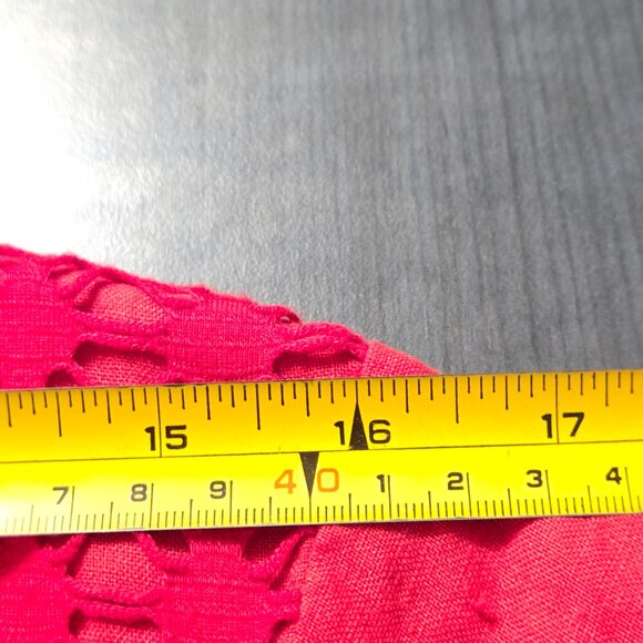 Red Linen embroidery Dress with Pockets size 14 XL - Picture 5 of 10